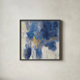 Sparkle Abstract II Navy by Silvia Vassileva. Shown in a sleek black glass frame for a contemporary gallery look. Available as an archival giclee rolled canvas, fine art paper, or poster print. SKU 68804a.
