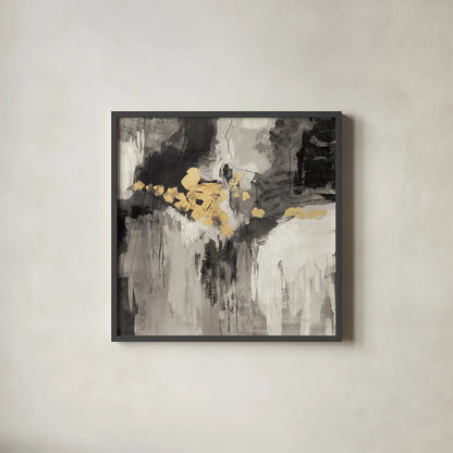 Sparkle Abstract III BWG by Silvia Vassileva. Shown in a sleek black glass frame for a contemporary gallery look. Available as an archival giclee rolled canvas, fine art paper, or poster print. SKU 75778a.