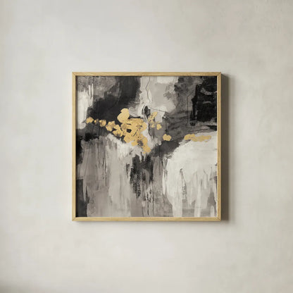 Sparkle Abstract III BWG by Silvia Vassileva. Shown in a natural wood glass frame for a timeless modern aesthetic. Available as an archival giclee rolled canvas, fine art paper, or poster print. SKU 75778a.