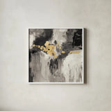 Sparkle Abstract III BWG by Silvia Vassileva. Shown in a crisp white glass frame for a clean and minimalist style. Available as an archival giclee rolled canvas, fine art paper, or poster print. SKU 75778a.