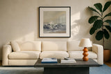 Splashing Wave by Silvia Vassileva. Displayed in a glass frame with matte in a clean modern living room. Available as an archival giclee rolled canvas, fine art paper, or poster print. SKU 72107a.