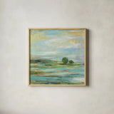 Spring by Silvia Vassileva. Shown in a natural wood glass frame for a timeless modern aesthetic. Available as an archival giclee rolled canvas, fine art paper, or poster print. SKU 23857a.