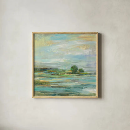 Spring by Silvia Vassileva. Shown in a natural wood glass frame for a timeless modern aesthetic. Available as an archival giclee rolled canvas, fine art paper, or poster print. SKU 23857a.