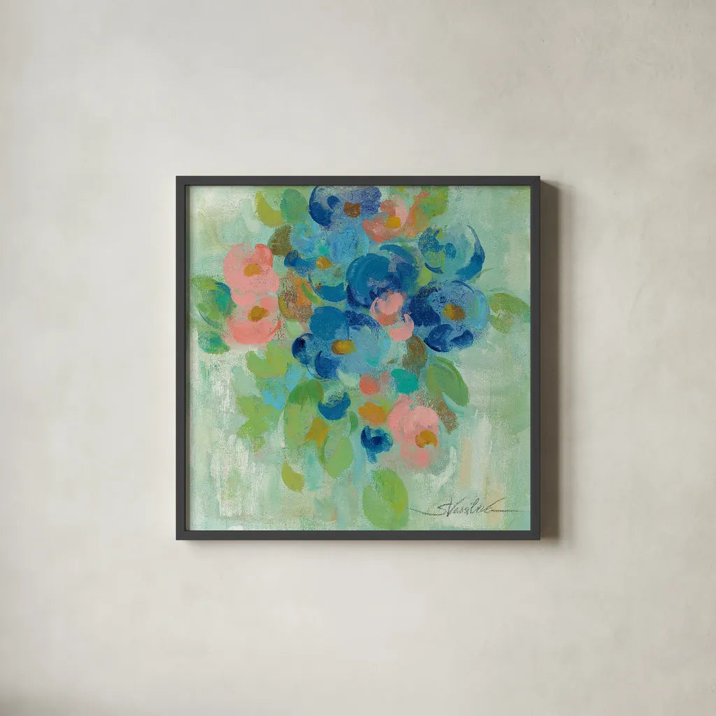 Spring Aroma II by Silvia Vassileva. Shown in a sleek black glass frame for a contemporary gallery look. Available as an archival giclee rolled canvas, fine art paper, or poster print. SKU 23195a.