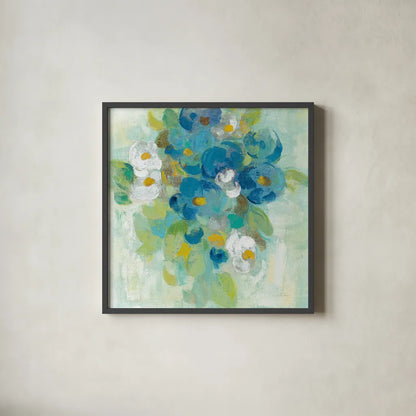 Spring Aroma II Yellow by Silvia Vassileva. Shown in a sleek black glass frame for a contemporary gallery look. Available as an archival giclee rolled canvas, fine art paper, or poster print. SKU 31561a.