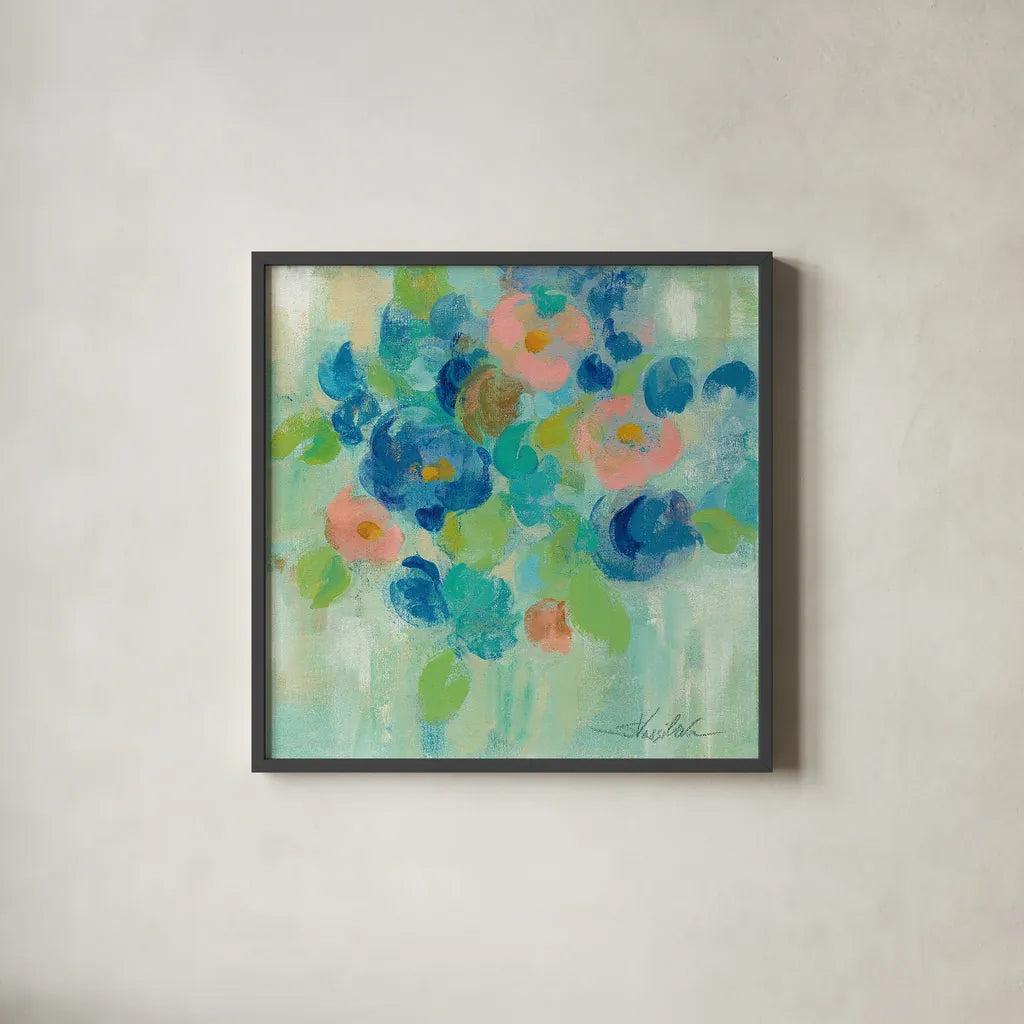 Spring Aroma III by Silvia Vassileva. Shown in a sleek black glass frame for a contemporary gallery look. Available as an archival giclee rolled canvas, fine art paper, or poster print. SKU 23196a.