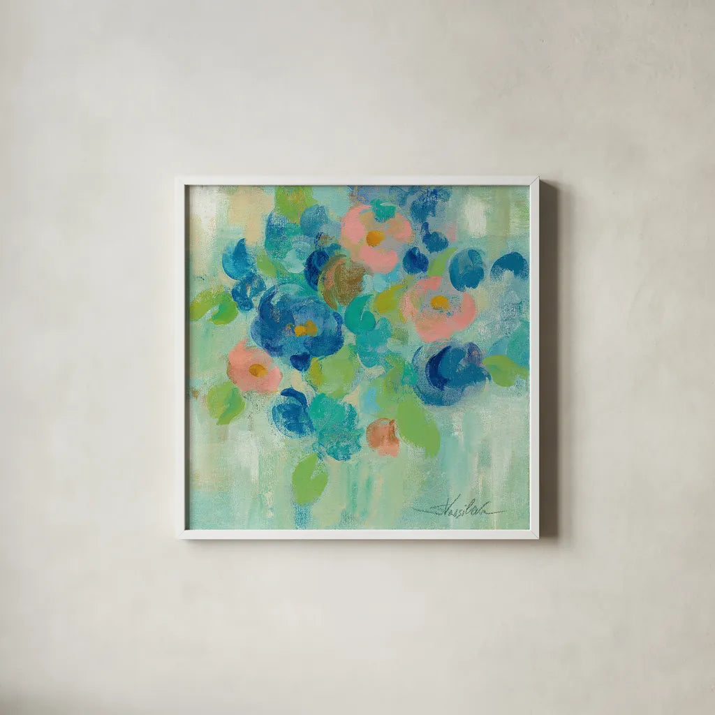 Spring Aroma III by Silvia Vassileva. Shown in a crisp white glass frame for a clean and minimalist style. Available as an archival giclee rolled canvas, fine art paper, or poster print. SKU 23196a.