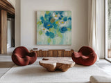 Spring Aroma III Yellow by Silvia Vassileva. Shown as extra-large giant wall art in a modern living room. Available as an archival giclee rolled canvas, fine art paper, or poster print. SKU 31562a.