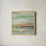 Spring Desert I by Silvia Vassileva. Shown in a natural wood glass frame for a timeless modern aesthetic. Available as an archival giclee rolled canvas, fine art paper, or poster print. SKU 31689a.