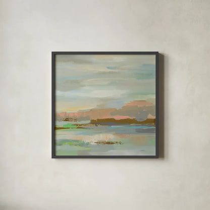 Spring Desert I v2 by Silvia Vassileva. Shown in a sleek black glass frame for a contemporary gallery look. Available as an archival giclee rolled canvas, fine art paper, or poster print. SKU 33910a.