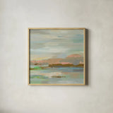 Spring Desert I v2 by Silvia Vassileva. Shown in a natural wood glass frame for a timeless modern aesthetic. Available as an archival giclee rolled canvas, fine art paper, or poster print. SKU 33910a.