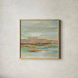 Spring Desert II by Silvia Vassileva. Shown in a natural wood glass frame for a timeless modern aesthetic. Available as an archival giclee rolled canvas, fine art paper, or poster print. SKU 31690a.