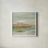 Spring Desert II by Silvia Vassileva. Shown in a crisp white glass frame for a clean and minimalist style. Available as an archival giclee rolled canvas, fine art paper, or poster print. SKU 31690a.