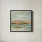 Spring Desert II v2 by Silvia Vassileva. Shown in a sleek black glass frame for a contemporary gallery look. Available as an archival giclee rolled canvas, fine art paper, or poster print. SKU 33911a.