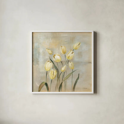 Spring Field II Neutral by Silvia Vassileva. Shown in a crisp white glass frame for a clean and minimalist style. Available as an archival giclee rolled canvas, fine art paper, or poster print. SKU 88148a.