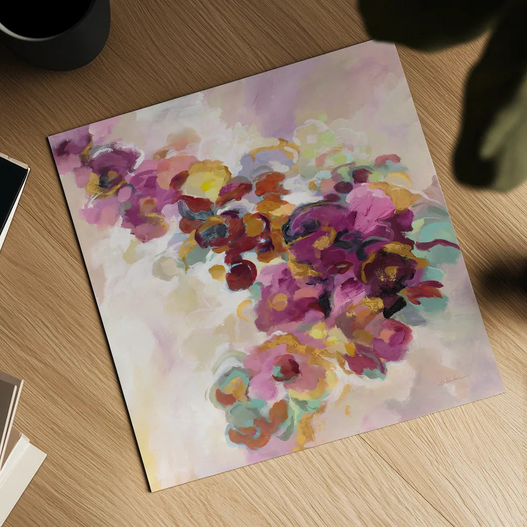Spring Flowerbed by Silvia Vassileva. Shown as a detailed flat fine art print, highlighting archival giclee quality. Available as an archival giclee rolled canvas, fine art paper, or poster print. SKU 67014a.