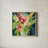 Spring Flowers in a Vase I by Silvia Vassileva. Shown in a natural wood glass frame for a timeless modern aesthetic. Available as an archival giclee rolled canvas, fine art paper, or poster print. SKU 80857a.