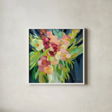 Spring Flowers in a Vase I by Silvia Vassileva. Shown in a crisp white glass frame for a clean and minimalist style. Available as an archival giclee rolled canvas, fine art paper, or poster print. SKU 80857a.