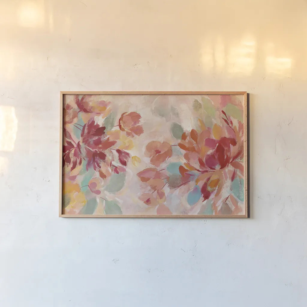 Spring Galore I by Silvia Vassileva. shown as a paper print in a natural frame. Available as a archival giclee rolled canvas, fine art paper, or poster print. SKU 30164i.