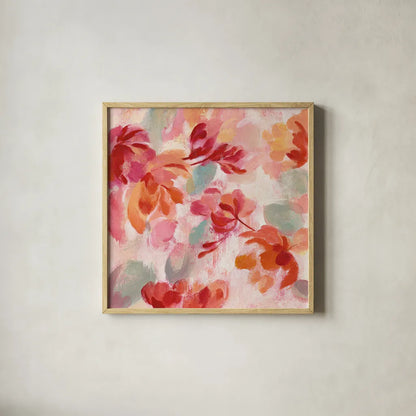 Spring Galore II by Silvia Vassileva. Shown in a natural wood glass frame for a timeless modern aesthetic. Available as an archival giclee rolled canvas, fine art paper, or poster print. SKU 30165a.
