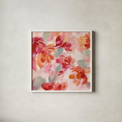 Spring Galore II by Silvia Vassileva. Shown in a crisp white glass frame for a clean and minimalist style. Available as an archival giclee rolled canvas, fine art paper, or poster print. SKU 30165a.