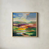 Spring Hues I by Silvia Vassileva. Shown in a natural wood glass frame for a timeless modern aesthetic. Available as an archival giclee rolled canvas, fine art paper, or poster print. SKU 83510a.