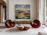 Spring Hues I by Silvia Vassileva. Shown as extra-large giant wall art in a modern living room. Available as an archival giclee rolled canvas, fine art paper, or poster print. SKU 83510a.