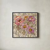 Spring Lace Floral I by Silvia Vassileva. Shown in a sleek black glass frame for a contemporary gallery look. Available as an archival giclee rolled canvas, fine art paper, or poster print. SKU 64822a.