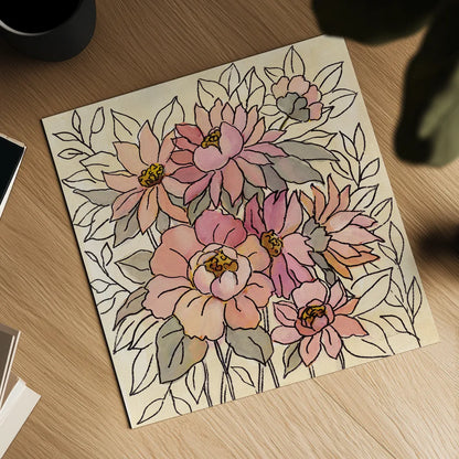 Spring Lace Floral II by Silvia Vassileva. Shown as a detailed flat fine art print, highlighting archival giclee quality. Available as an archival giclee rolled canvas, fine art paper, or poster print. SKU 64823a.