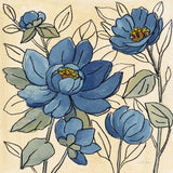 Spring Lace Floral IV Dark Blue by Silvia Vassileva. SKU 65712a. Archival Giclee Fine art print for wall decor.