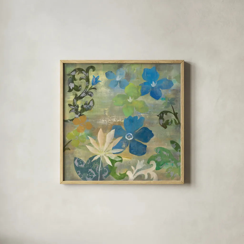 Spring Lake by Silvia Vassileva. Shown in a natural wood glass frame for a timeless modern aesthetic. Available as an archival giclee rolled canvas, fine art paper, or poster print. SKU 60308a.