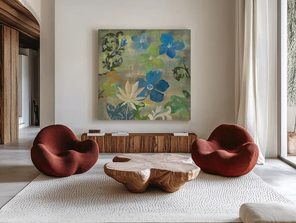 Spring Lake by Silvia Vassileva. Shown as extra-large giant wall art in a modern living room. Available as an archival giclee rolled canvas, fine art paper, or poster print. SKU 60308a.