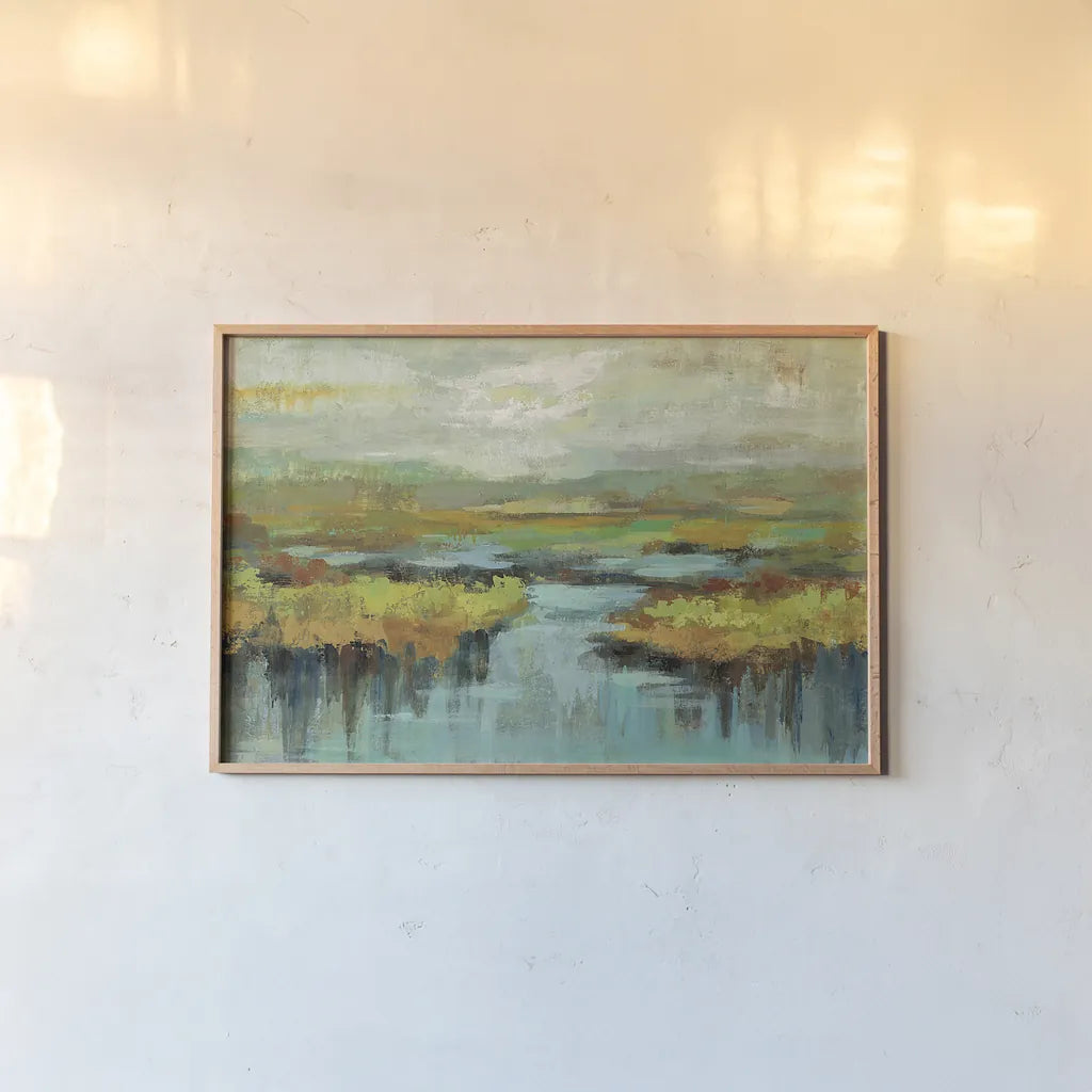 Spring Landscape by Silvia Vassileva. shown as a paper print in a natural frame. Available as a archival giclee rolled canvas, fine art paper, or poster print. SKU 22925i.