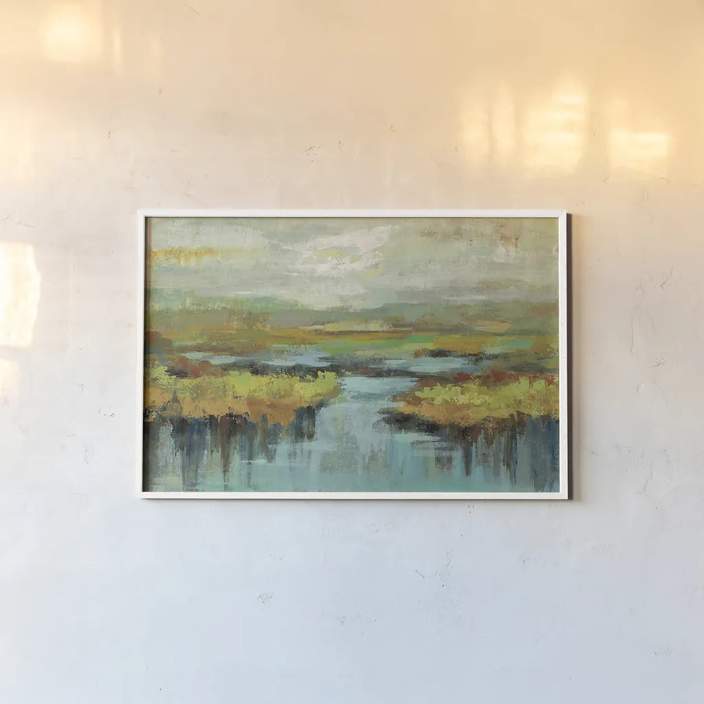 Spring Landscape by Silvia Vassileva. shown as a paper print in a white frame. Available as a archival giclee rolled canvas, fine art paper, or poster print. SKU 22925i.