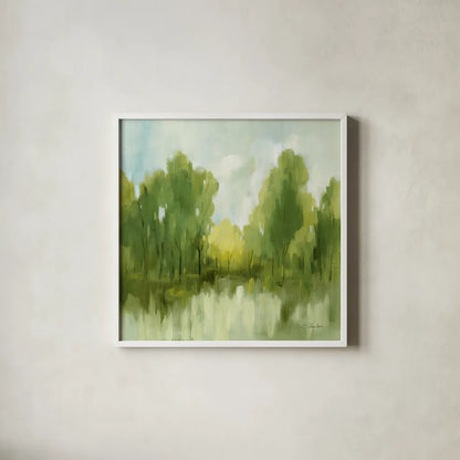 Spring Memories by Silvia Vassileva. Shown in a crisp white glass frame for a clean and minimalist style. Available as an archival giclee rolled canvas, fine art paper, or poster print. SKU 77484a.