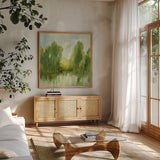 Spring Memories by Silvia Vassileva. Shown in a natural wood frame in a cozy modern living room. Available as an archival giclee rolled canvas, fine art paper, or poster print. SKU 77484a.