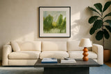 Spring Memories by Silvia Vassileva. Displayed in a glass frame with matte in a clean modern living room. Available as an archival giclee rolled canvas, fine art paper, or poster print. SKU 77484a.