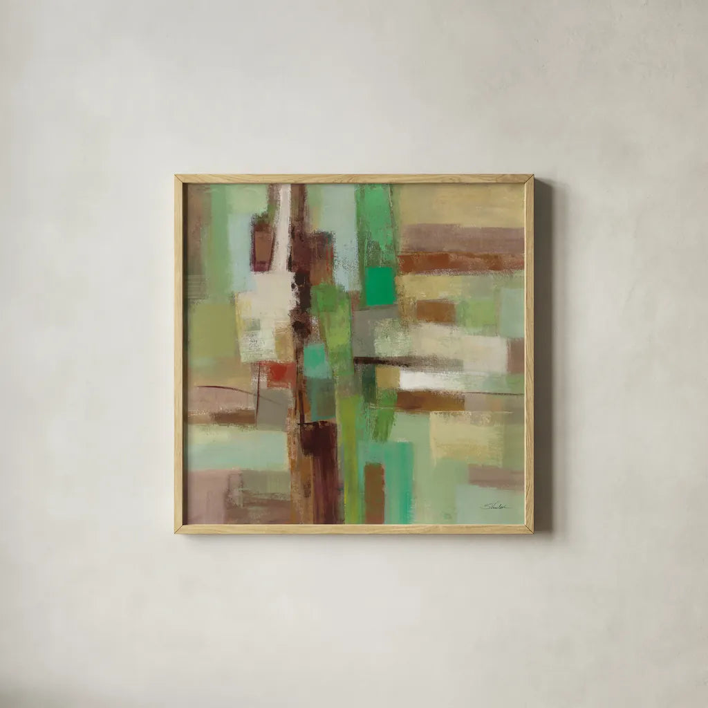 Spring Poem by Silvia Vassileva. Shown in a natural wood glass frame for a timeless modern aesthetic. Available as an archival giclee rolled canvas, fine art paper, or poster print. SKU 36343a.