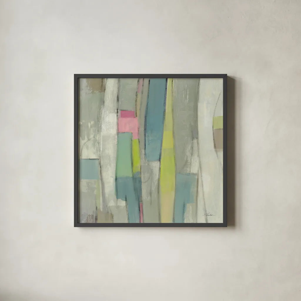 Spring Stream by Silvia Vassileva. Shown in a sleek black glass frame for a contemporary gallery look. Available as an archival giclee rolled canvas, fine art paper, or poster print. SKU 77871a.