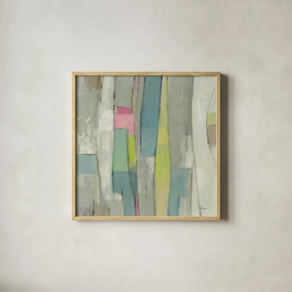 Spring Stream by Silvia Vassileva. Shown in a natural wood glass frame for a timeless modern aesthetic. Available as an archival giclee rolled canvas, fine art paper, or poster print. SKU 77871a.