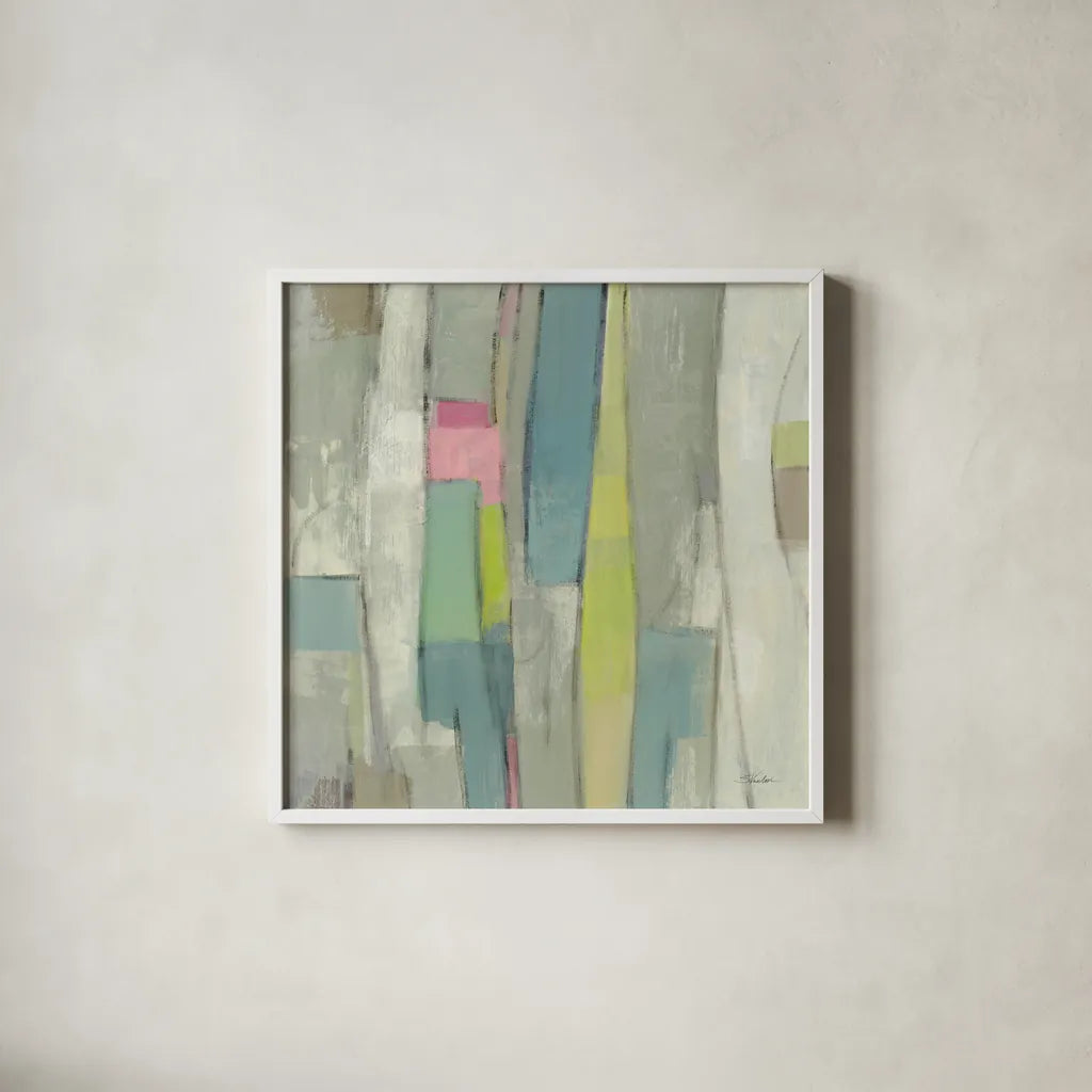 Spring Stream by Silvia Vassileva. Shown in a crisp white glass frame for a clean and minimalist style. Available as an archival giclee rolled canvas, fine art paper, or poster print. SKU 77871a.