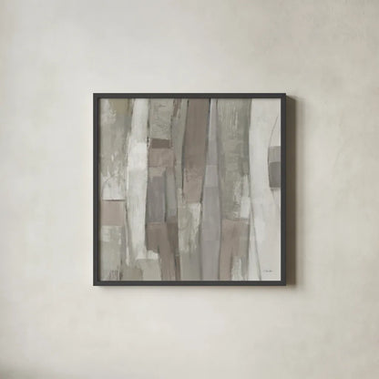 Spring Stream Neutral by Silvia Vassileva. Shown in a sleek black glass frame for a contemporary gallery look. Available as an archival giclee rolled canvas, fine art paper, or poster print. SKU 79507a.