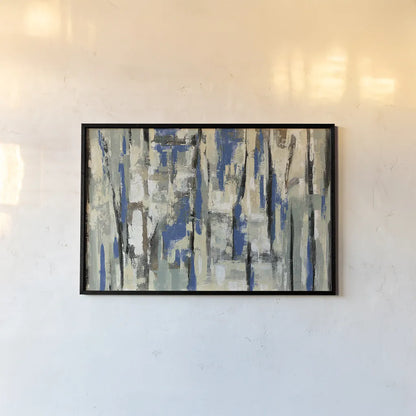 Spring Stripes Blue by Silvia Vassileva. shown as a paper print in a black flame. Available as a archival giclee rolled canvas, fine art paper, or poster print. SKU 33375i.