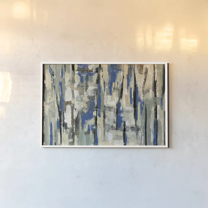 Spring Stripes Blue by Silvia Vassileva. shown as a paper print in a white frame. Available as a archival giclee rolled canvas, fine art paper, or poster print. SKU 33375i.