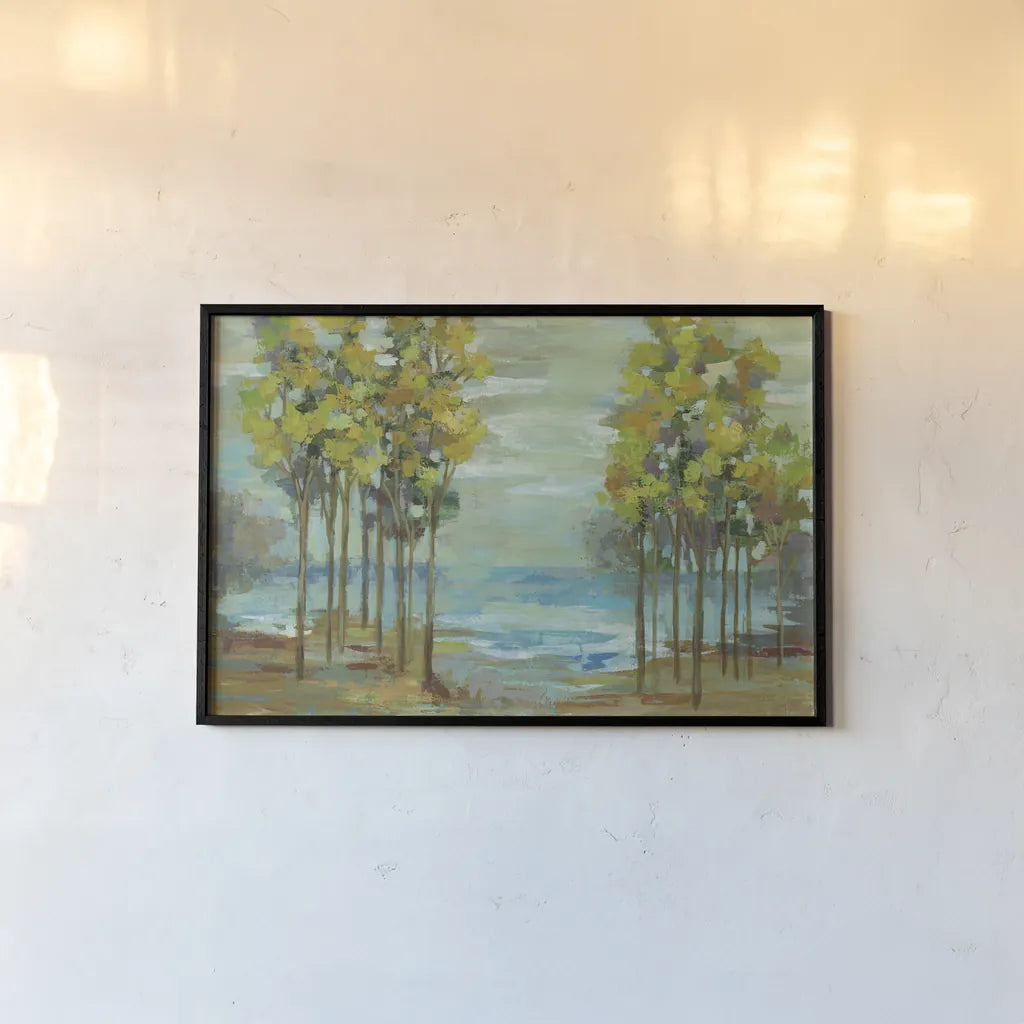 Spring Trees by Silvia Vassileva. shown as a paper print in a black flame. Available as a archival giclee rolled canvas, fine art paper, or poster print. SKU 25220i.