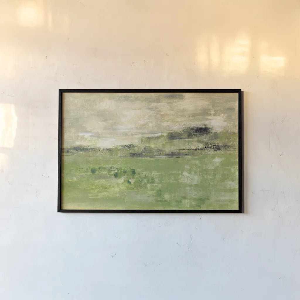 Spring Valley I Green by Silvia Vassileva. shown as a paper print in a black flame. Available as a archival giclee rolled canvas, fine art paper, or poster print. SKU 56964i.