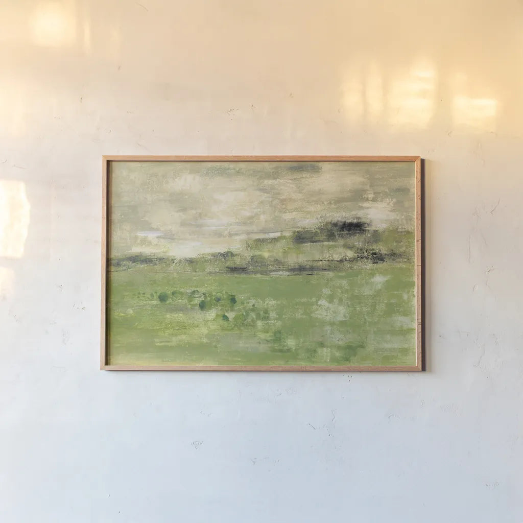 Spring Valley I Green by Silvia Vassileva. shown as a paper print in a natural frame. Available as a archival giclee rolled canvas, fine art paper, or poster print. SKU 56964i.