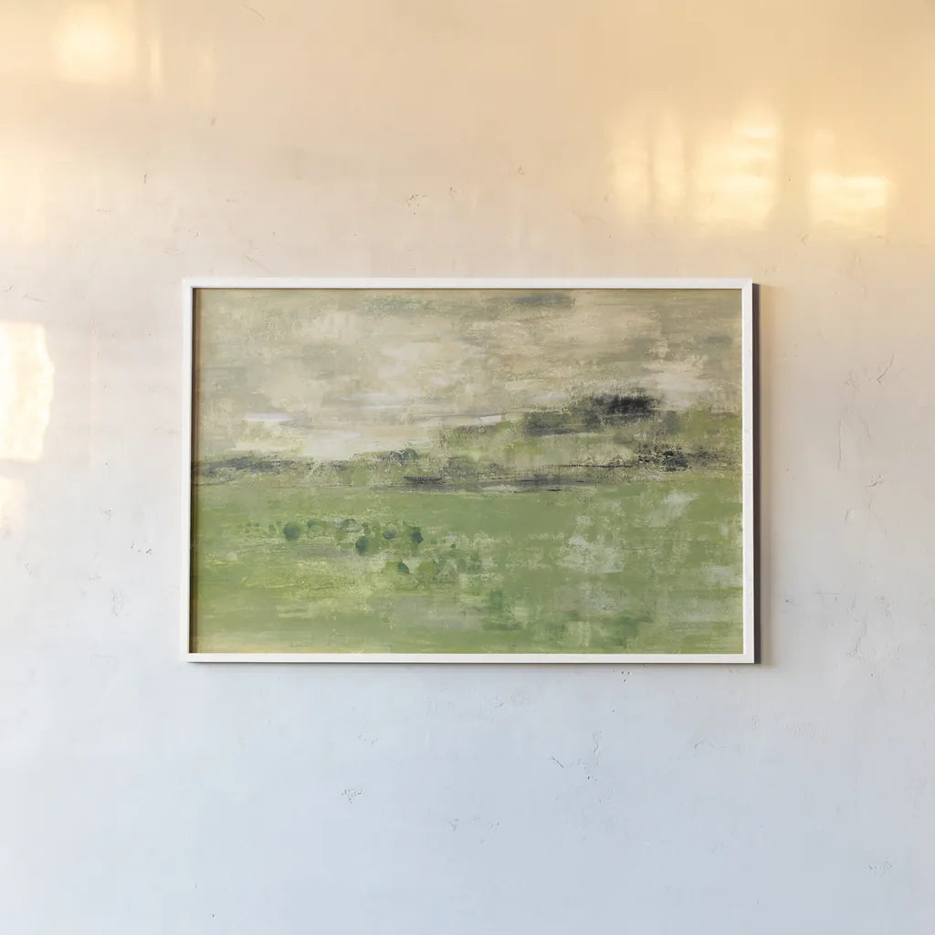 Spring Valley I Green by Silvia Vassileva. shown as a paper print in a white frame. Available as a archival giclee rolled canvas, fine art paper, or poster print. SKU 56964i.