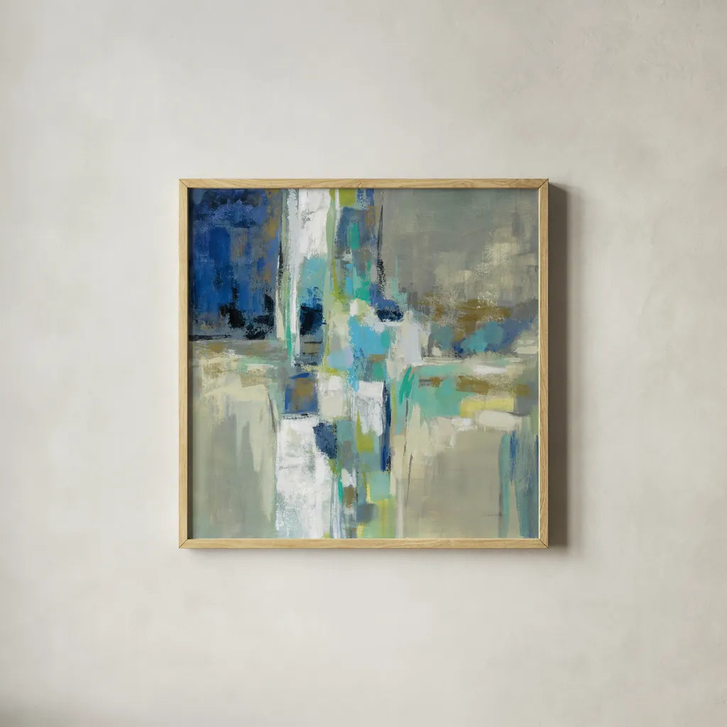 Spring Water by Silvia Vassileva. Shown in a natural wood glass frame for a timeless modern aesthetic. Available as an archival giclee rolled canvas, fine art paper, or poster print. SKU 55091a.
