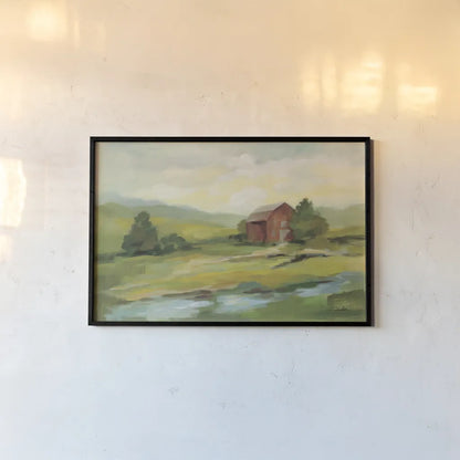Springtime Farm by Silvia Vassileva. shown as a paper print in a black flame. Available as a archival giclee rolled canvas, fine art paper, or poster print. SKU 69146i.